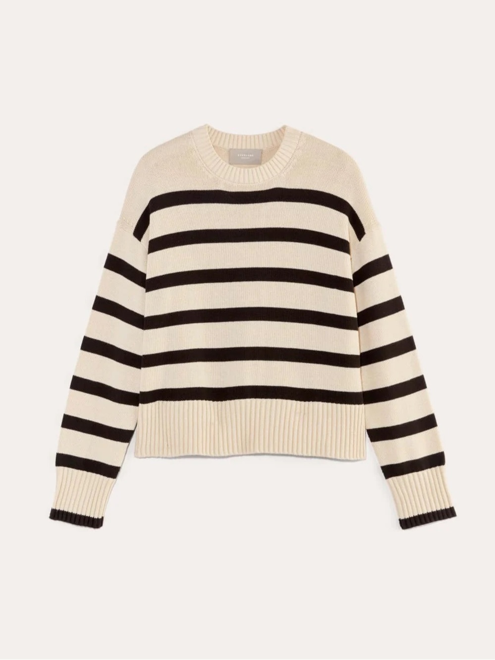 Everlane The Boxy Sweater in Organic Cotton Size M NWOT Blk/Canvas